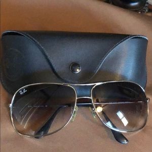 RayBan Rectangular Silver Frame & Black Ombré Lens